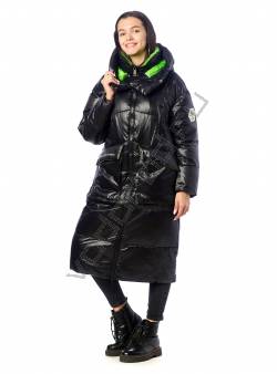 Зимняя куртка женская Черный. зеленый