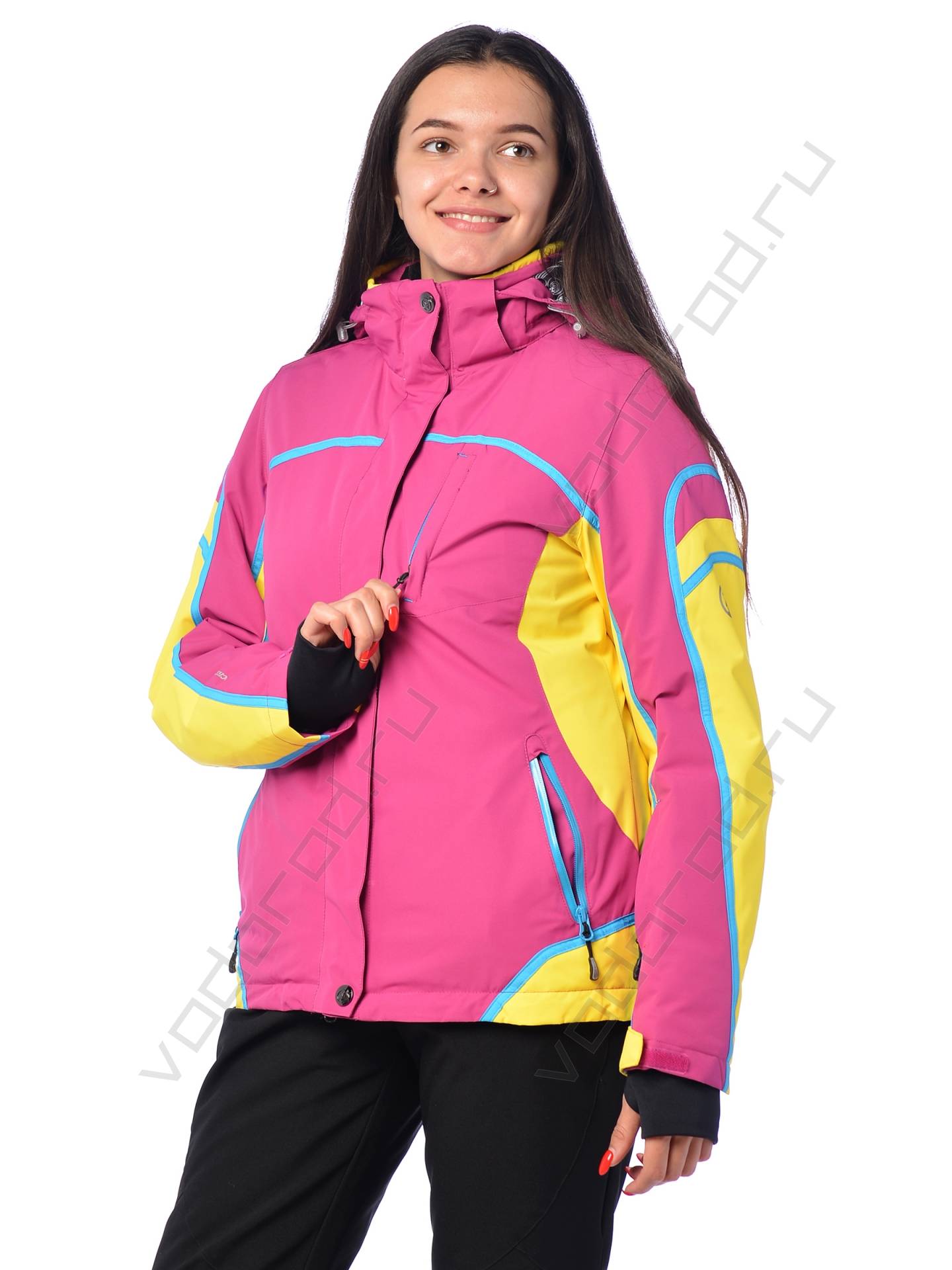 Горнолыжная куртка женская цвет фиолетовый/желтый