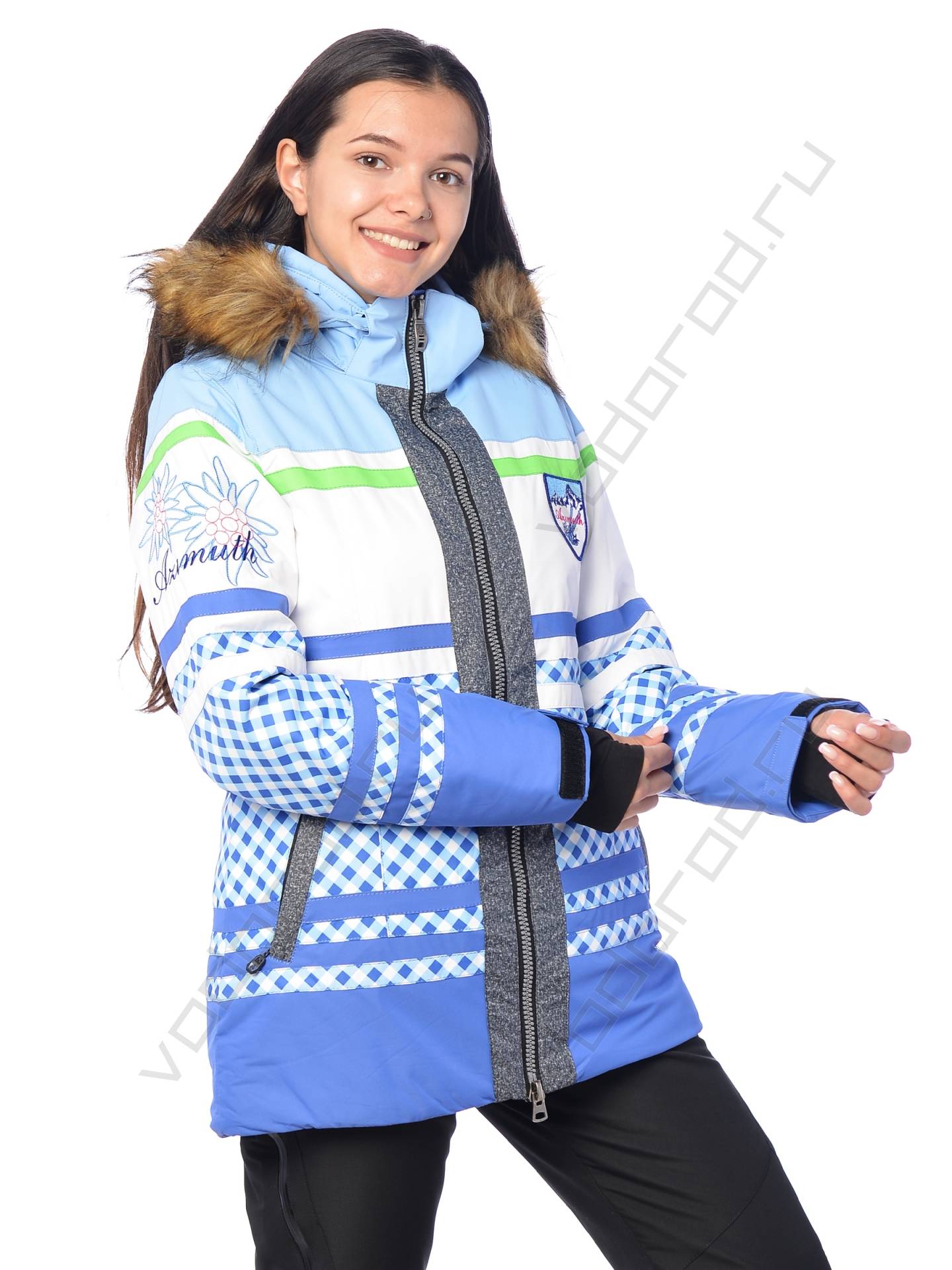 Горнолыжная куртка женская цвет голубой 155