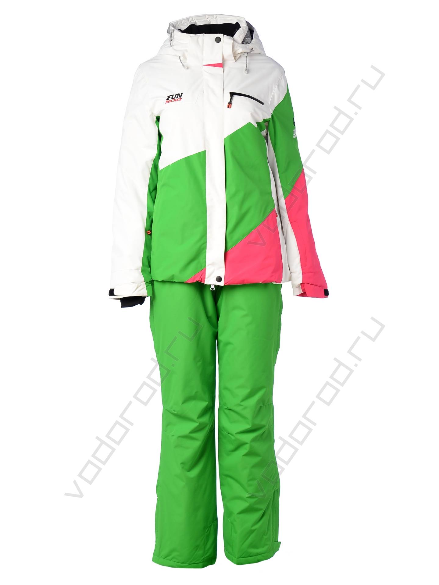 Горнолыжный костюм женский цвет белый/зеленый