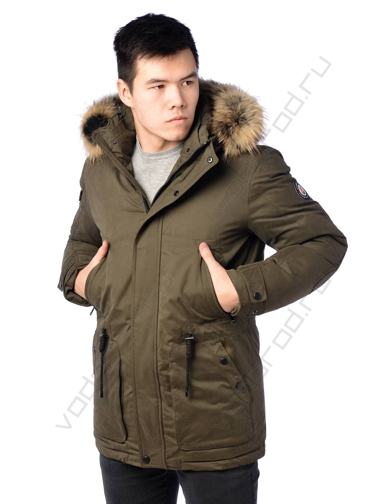 Зимняя куртка мужская цвет хаки 11