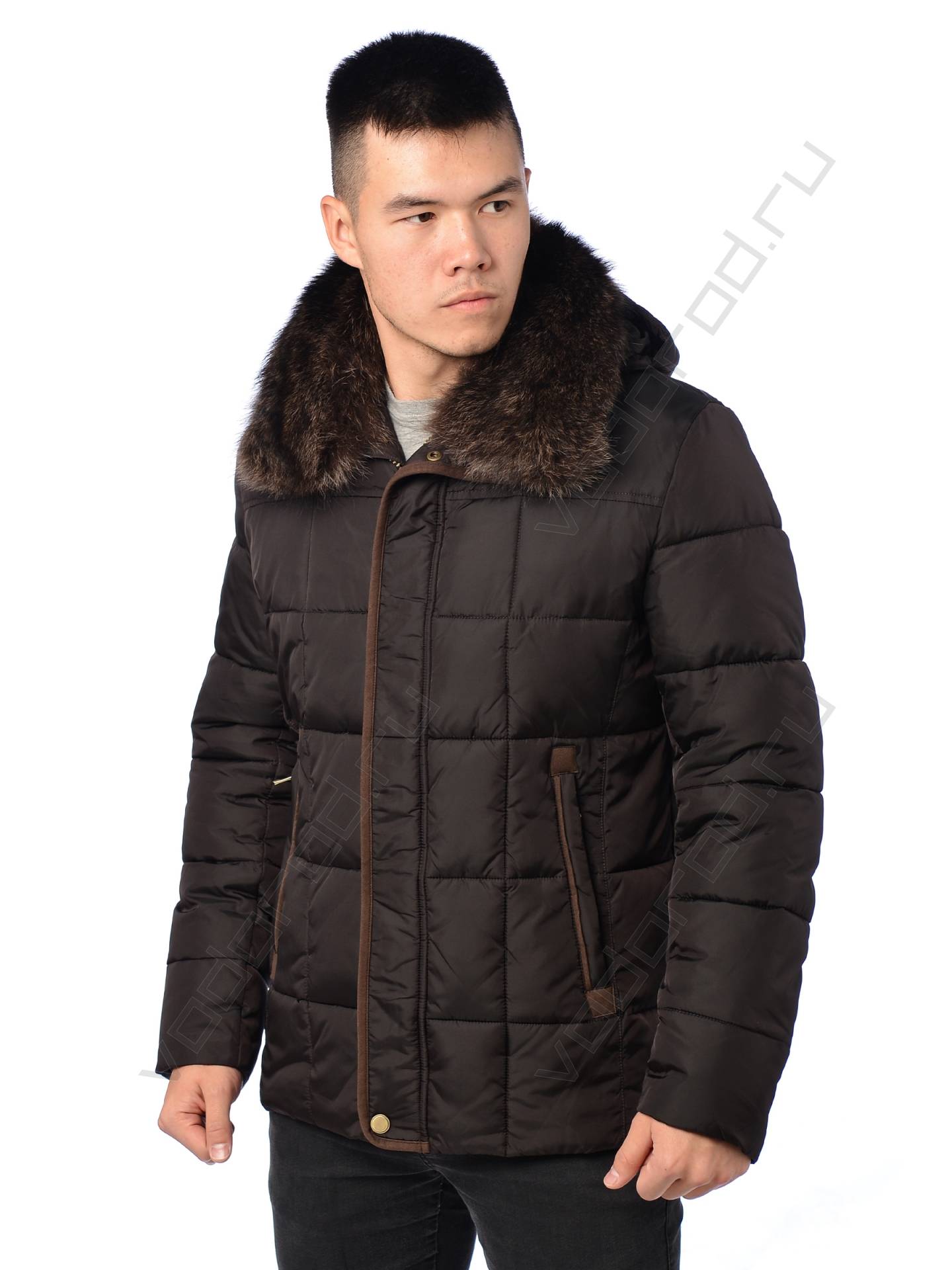 Зимняя куртка мужская цвет коричневый