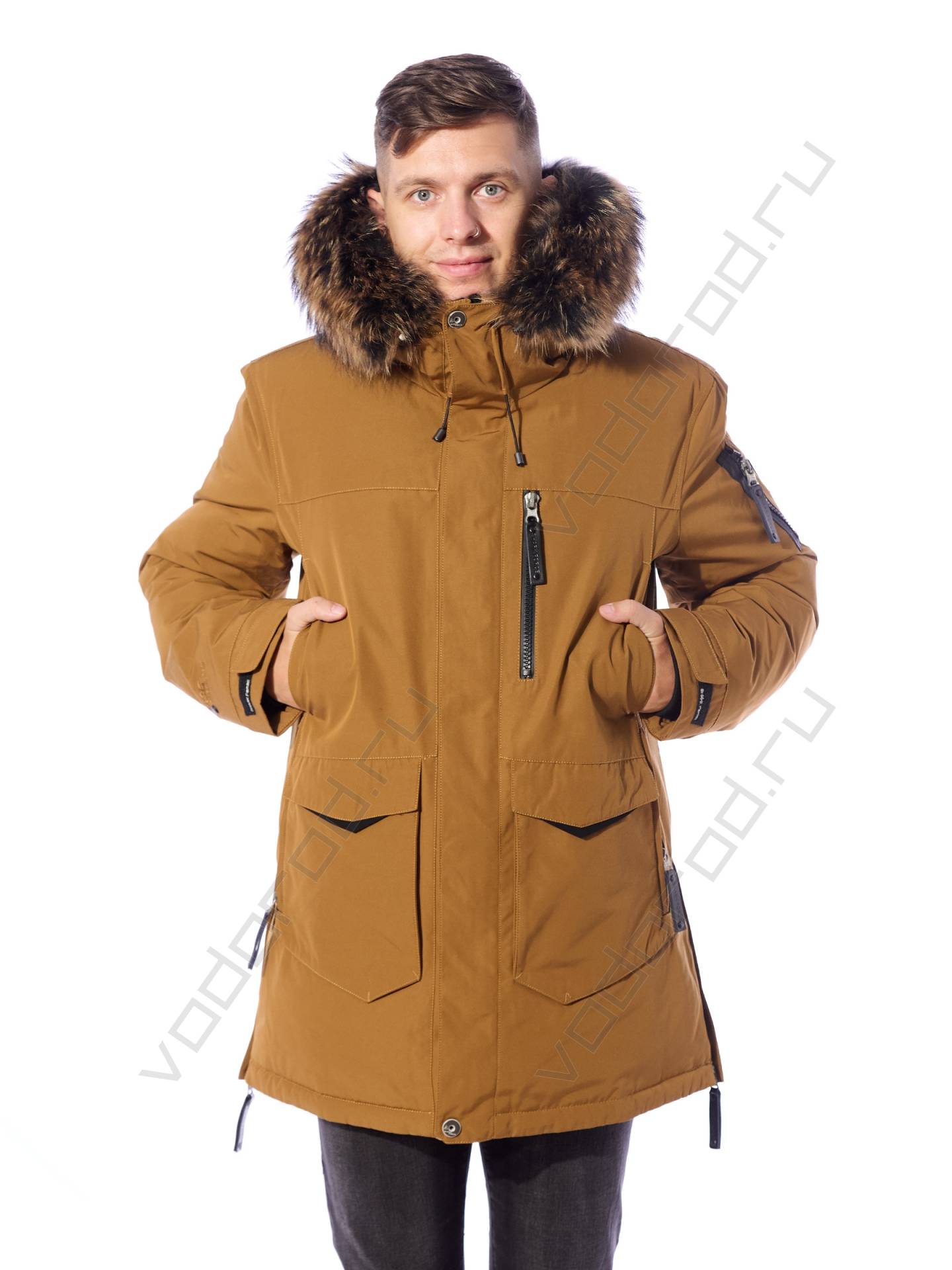 Зимняя куртка мужская цвет горчичный 133