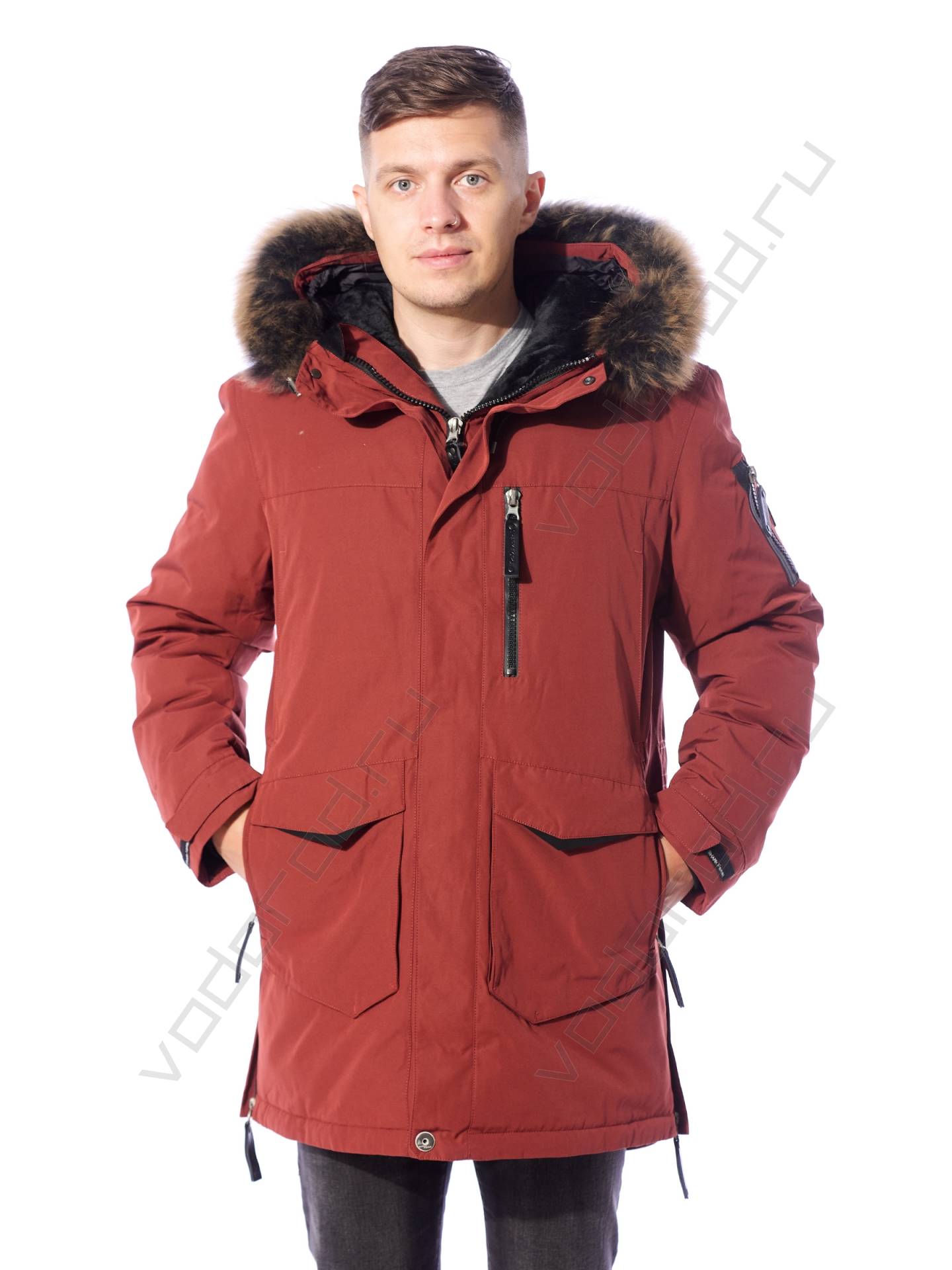 Зимняя куртка мужская цвет терракотовый 132