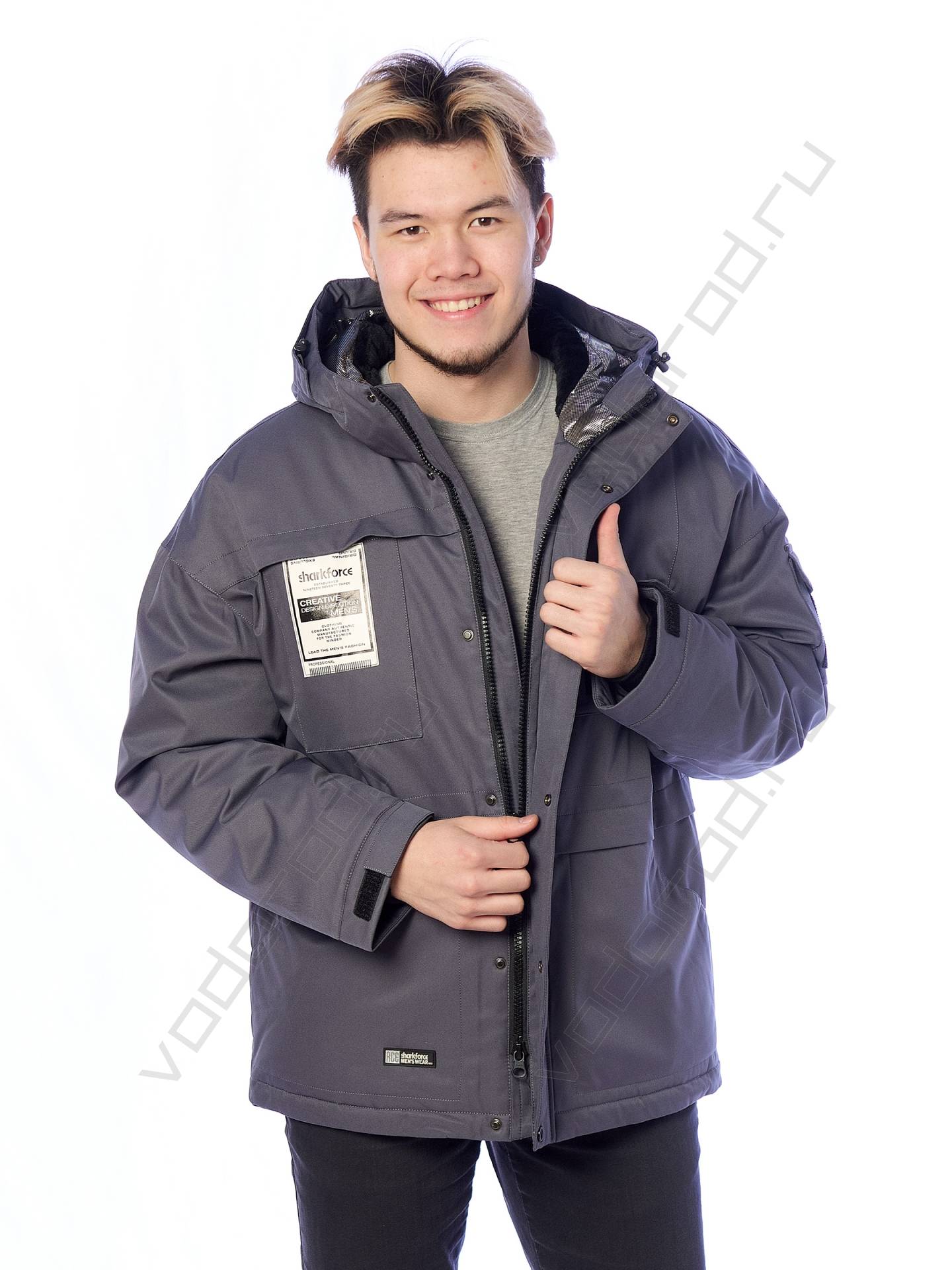 Зимняя куртка мужская цвет серый 345