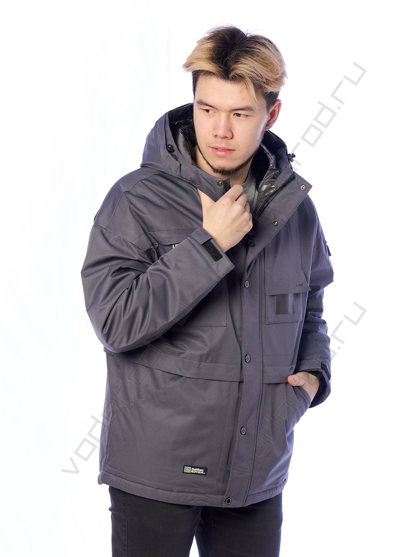Зимняя куртка мужская цвет серый 345
