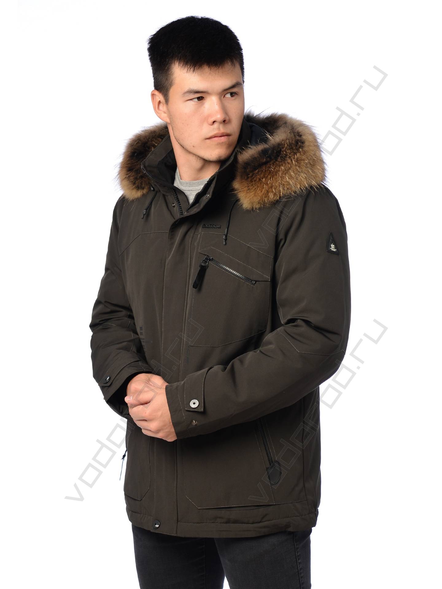 Зимняя куртка мужская цвет хаки 11