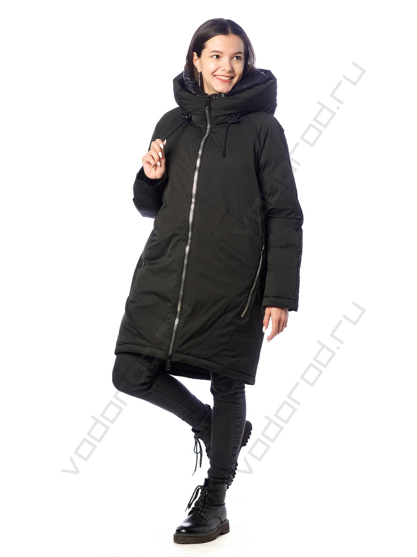 Зимняя куртка женская цвет черный 6