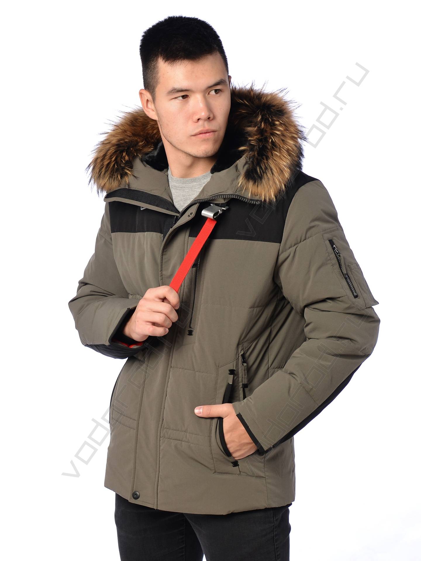Зимняя куртка мужская цвет серый 92