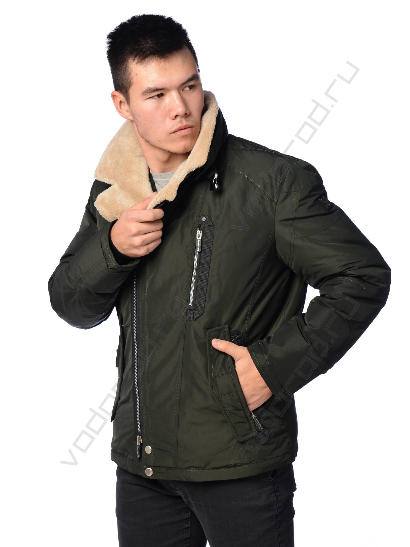 Зимняя куртка мужская цвет зеленый 13
