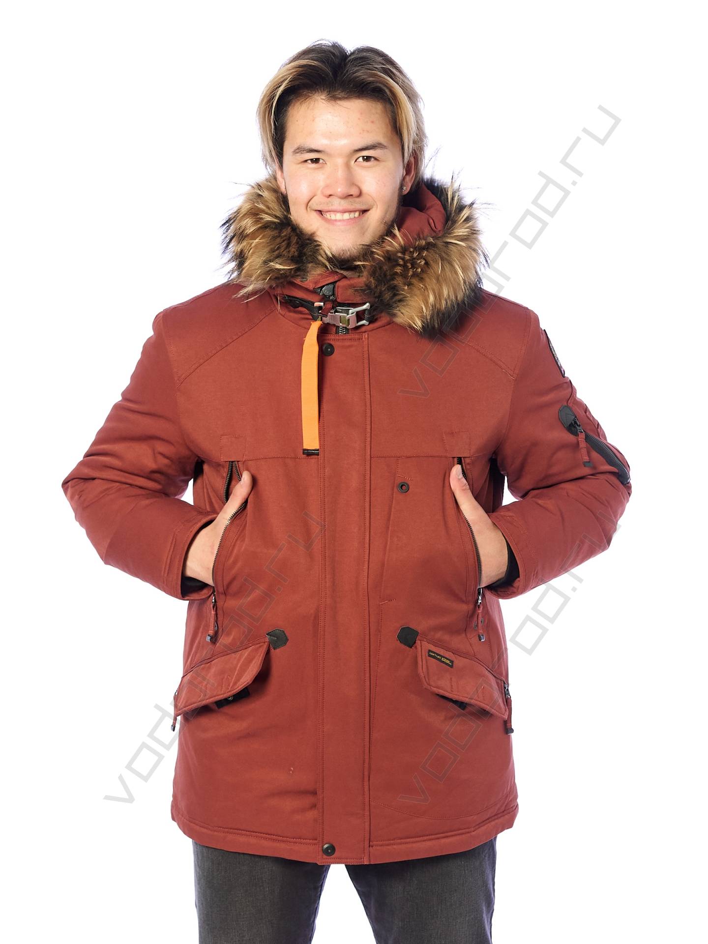 Зимняя куртка мужская цвет терракотовый 132