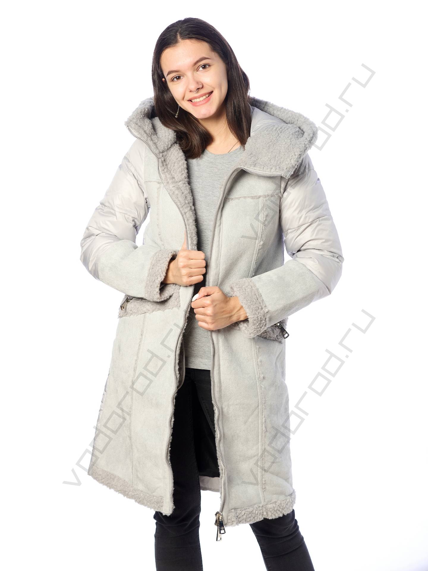Зимняя куртка женская цвет светл. серый 620