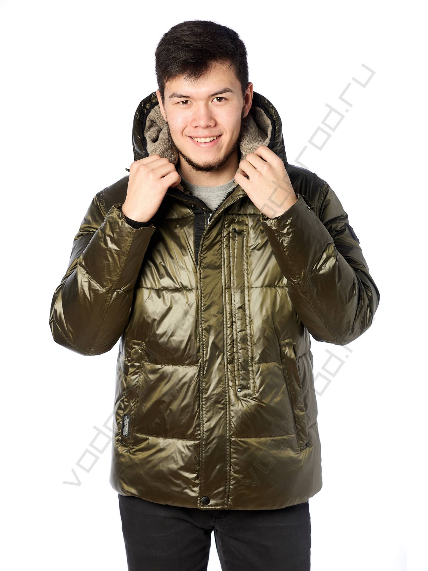 Зимняя куртка мужская цвет зеленый 6