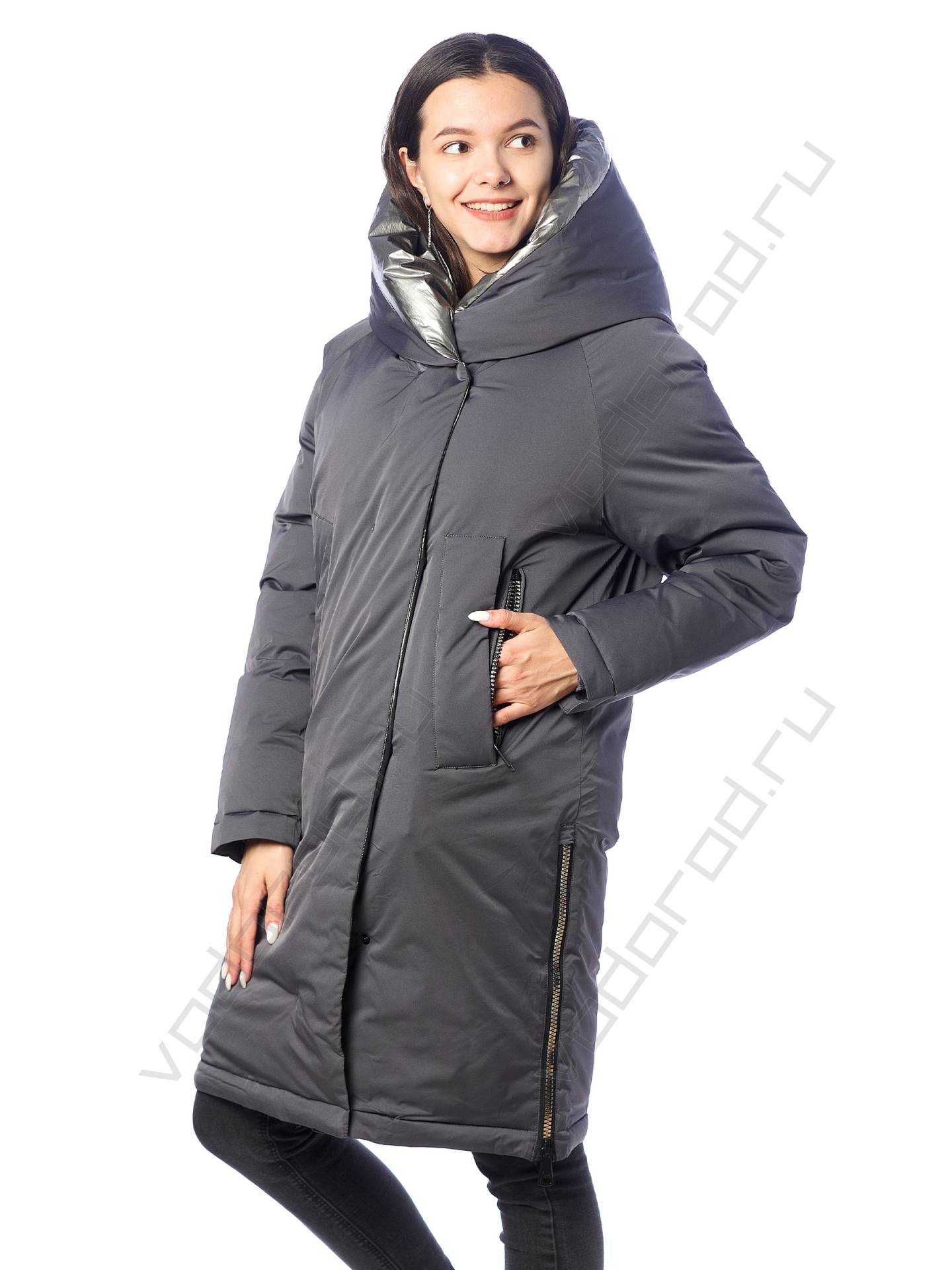 Зимняя куртка женская цвет серый