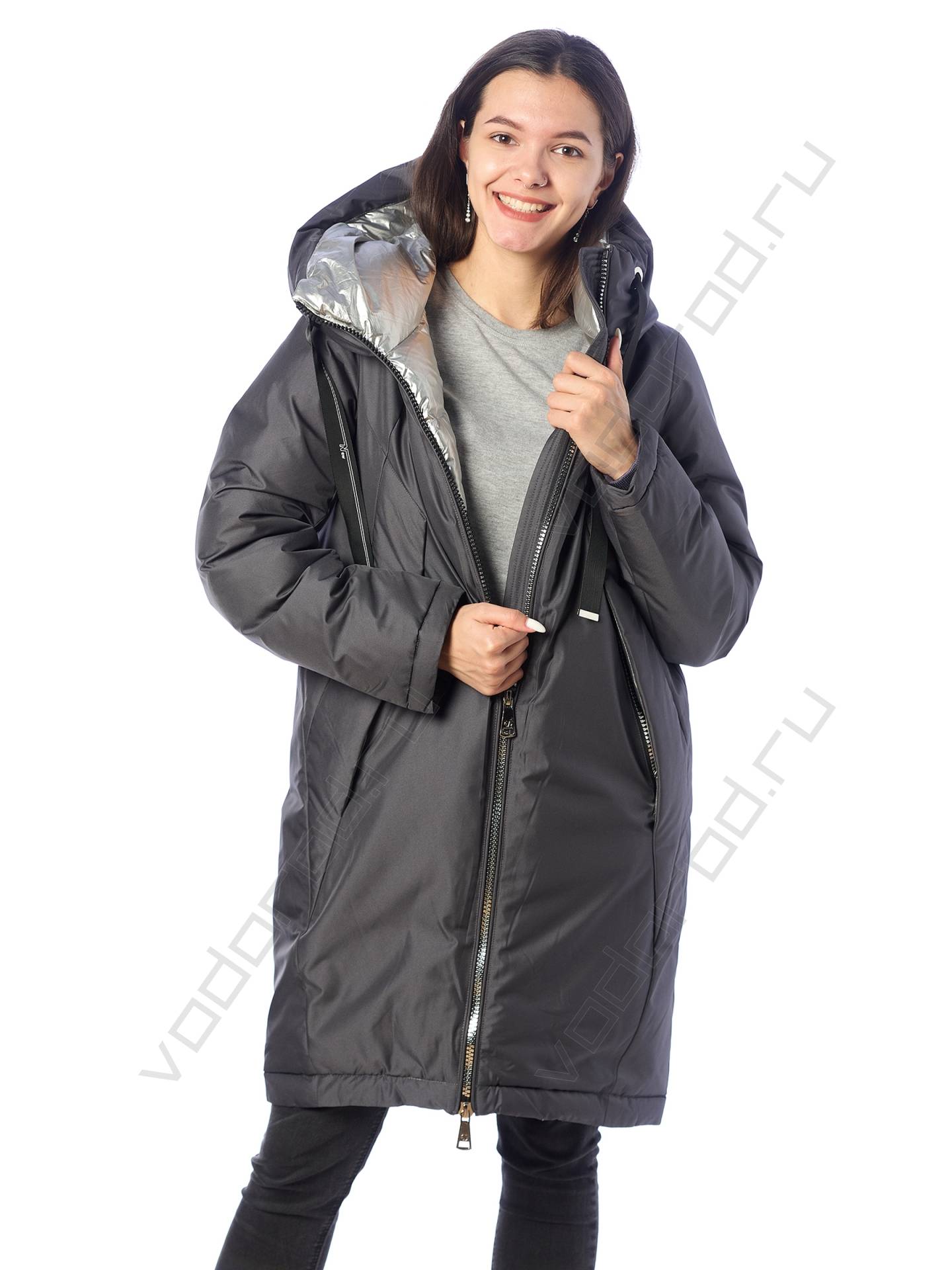 Зимняя куртка женская цвет серый