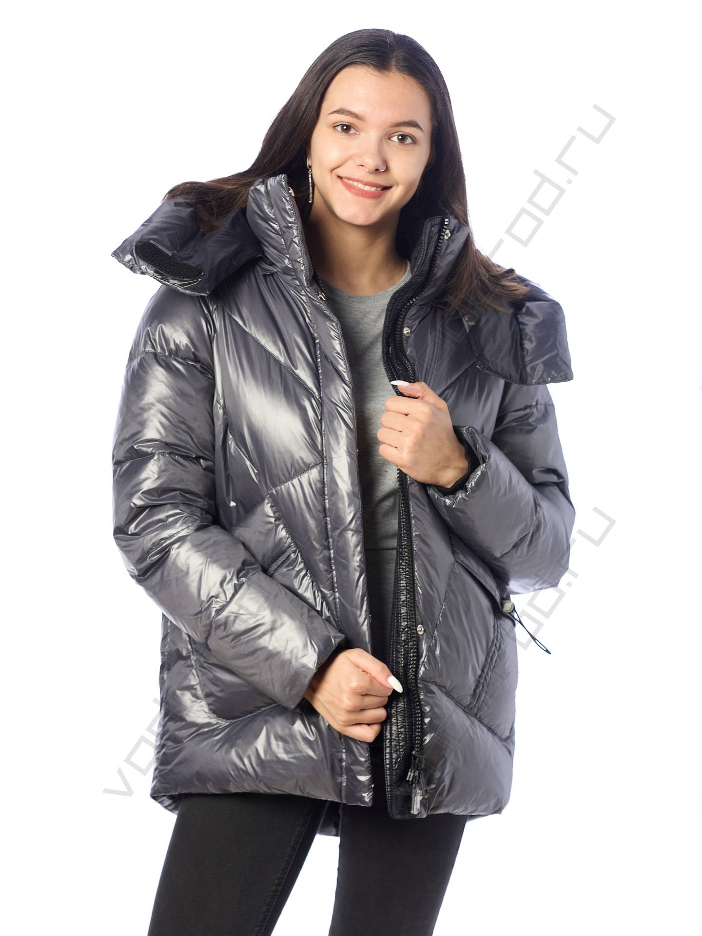 Зимняя куртка женская цвет серый 628