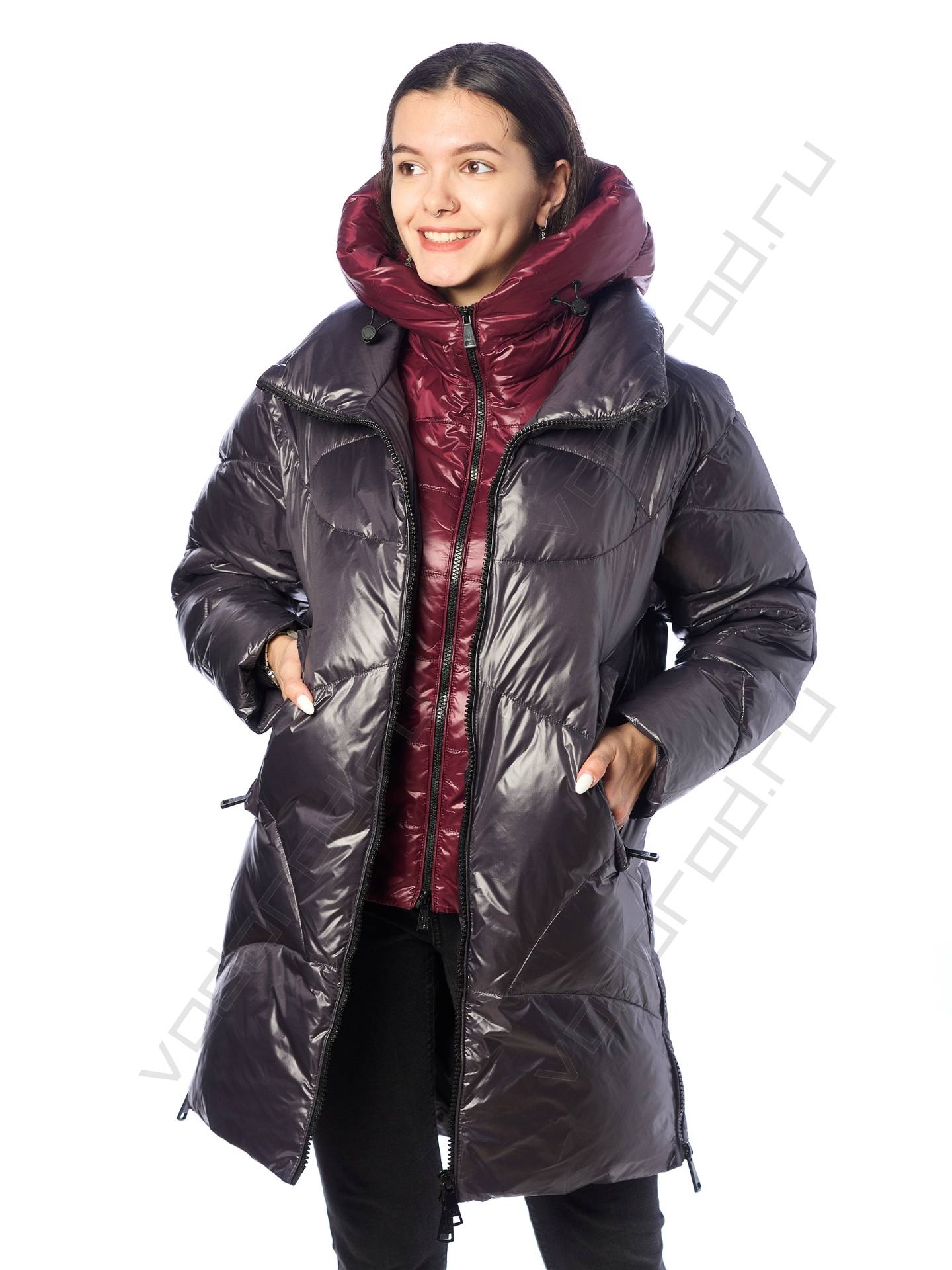 Зимняя куртка женская цвет темн. серый 621