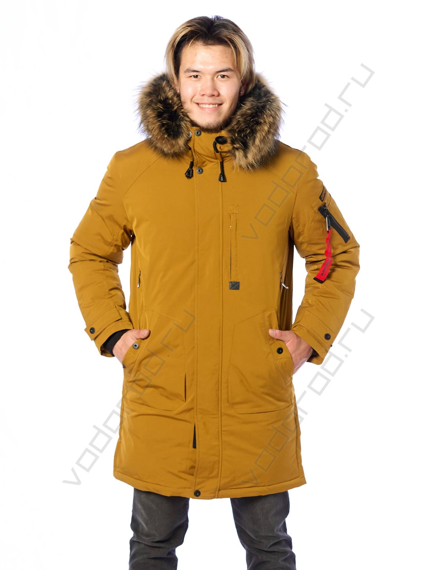 Зимняя куртка мужская цвет горчичный 131