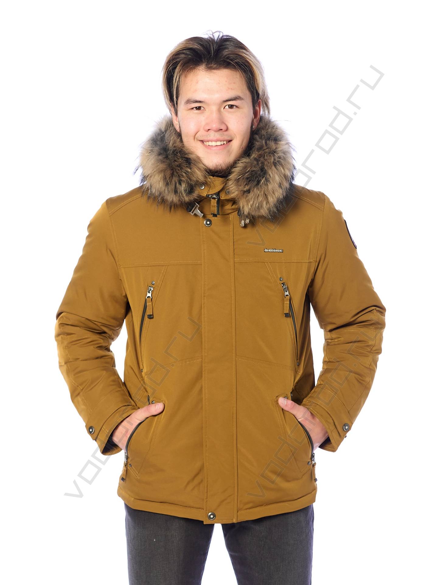 Зимняя куртка мужская цвет горчичный 13