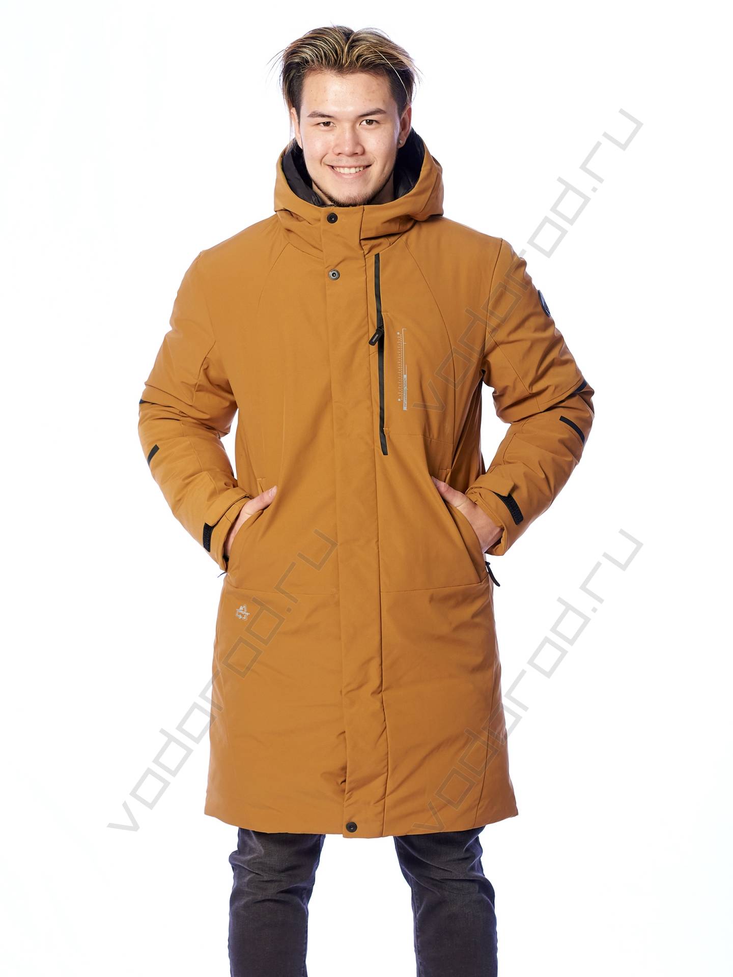 Зимняя куртка мужская цвет горчичный 13