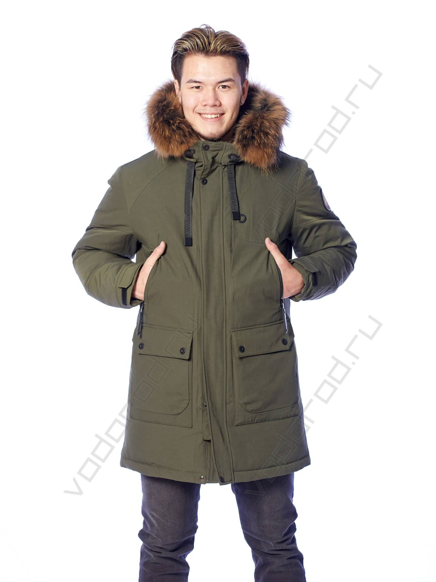 Зимняя куртка мужская цвет зеленый 152