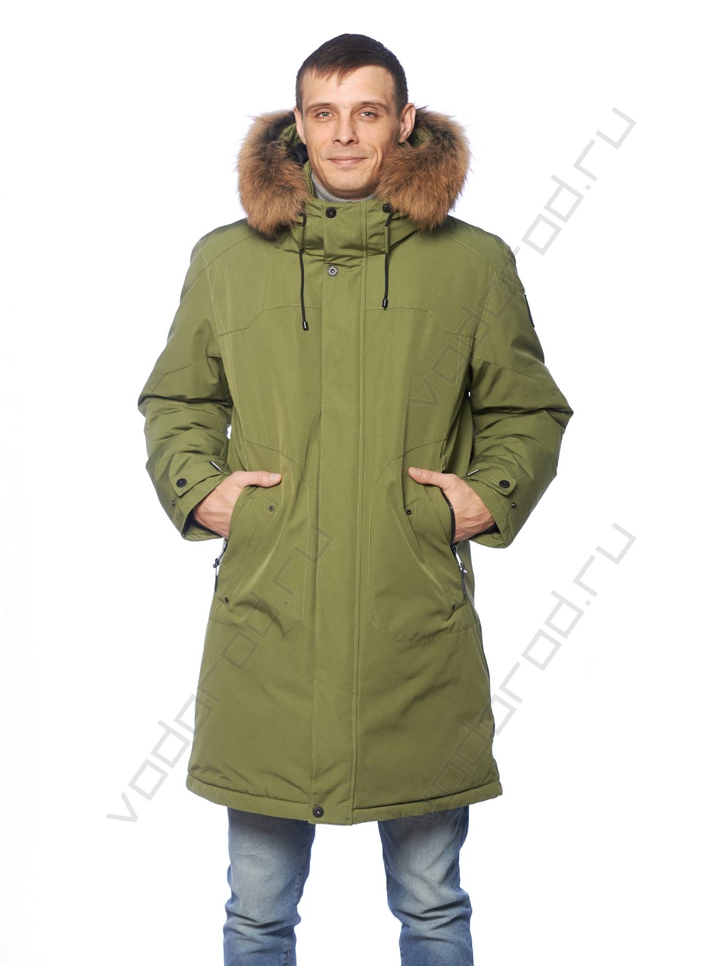 Зимняя куртка мужская цвет зеленый 721