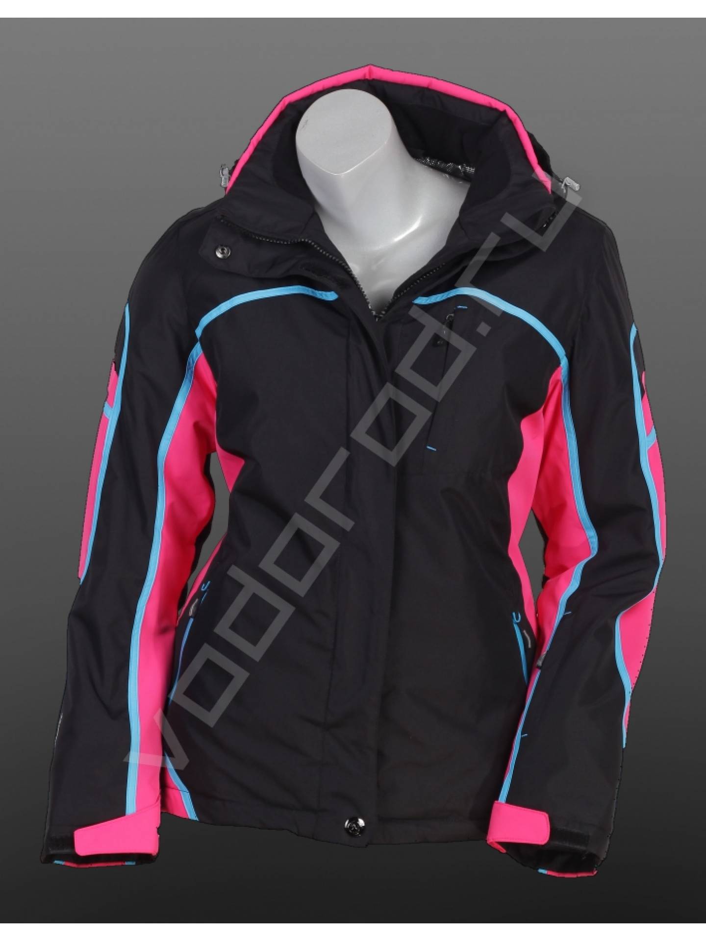Горнолыжная куртка женская цвет черный/розовый