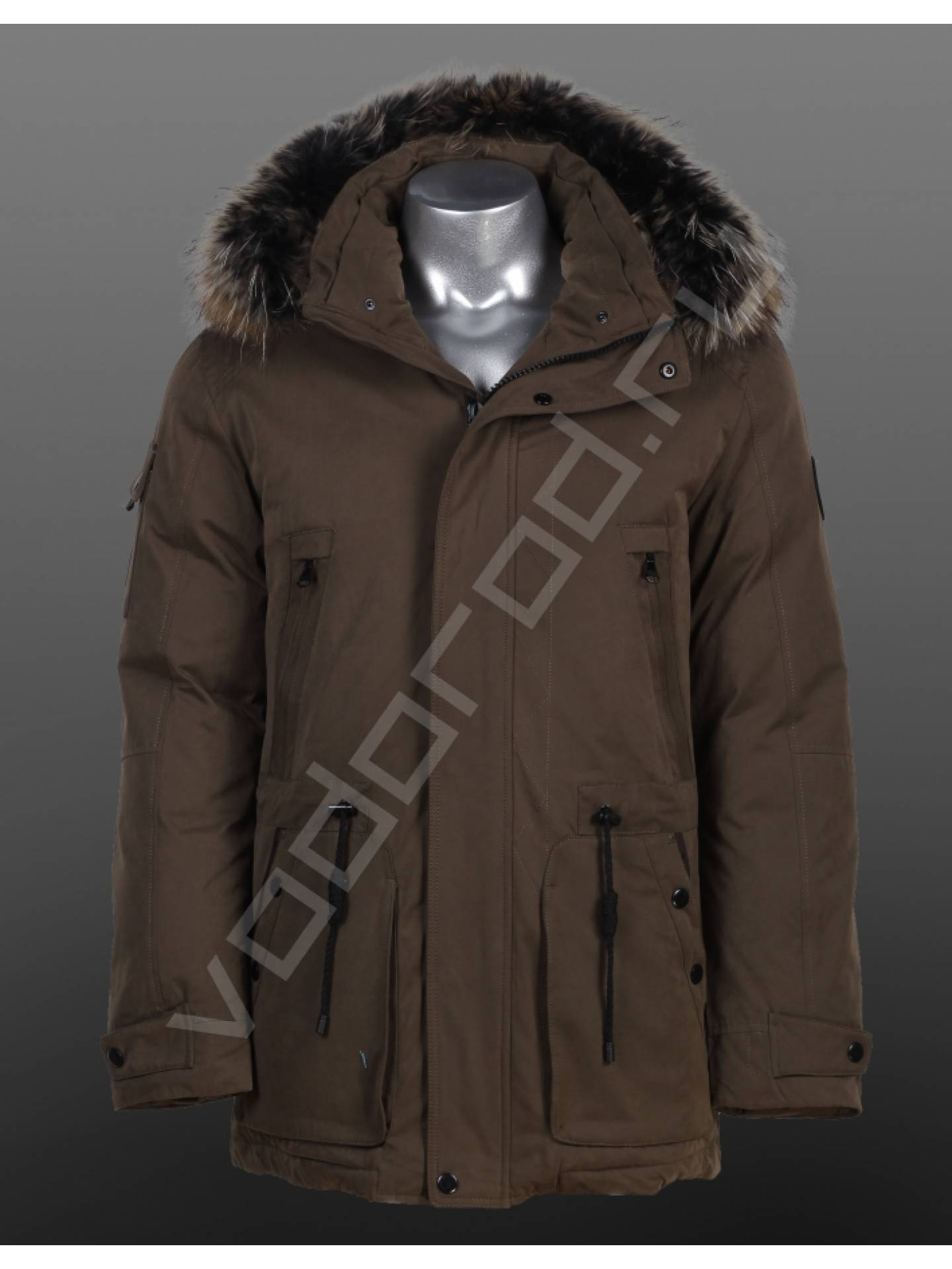 Зимняя куртка мужская цвет коричневый 8