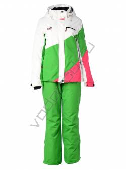 Горнолыжный костюм женский Белый/зеленый